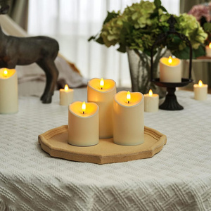 Homemory Flameless Battery Operated LED Candles with Remote Timers, Electric Fake Plastic Candles, Dark Ivory Outdoor Waterproof