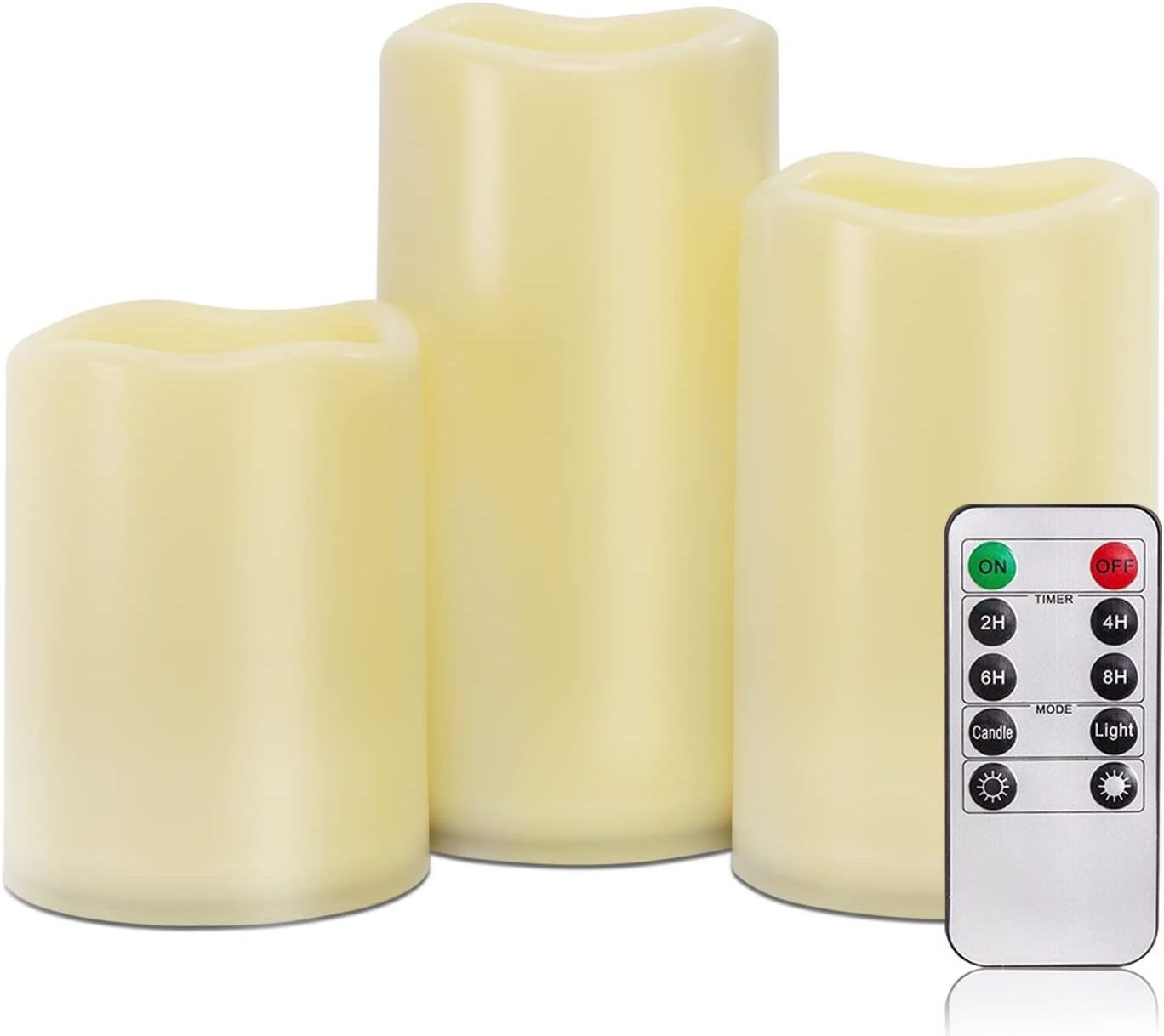 Homemory Outdoor Waterproof Flameless Candles, Battery Operated LED Pillar Candles with Remote Control and Timer