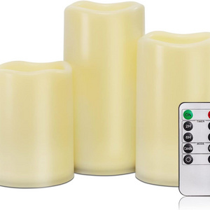 Homemory Outdoor Waterproof Flameless Candles, Battery Operated LED Pillar Candles with Remote Control and Timer