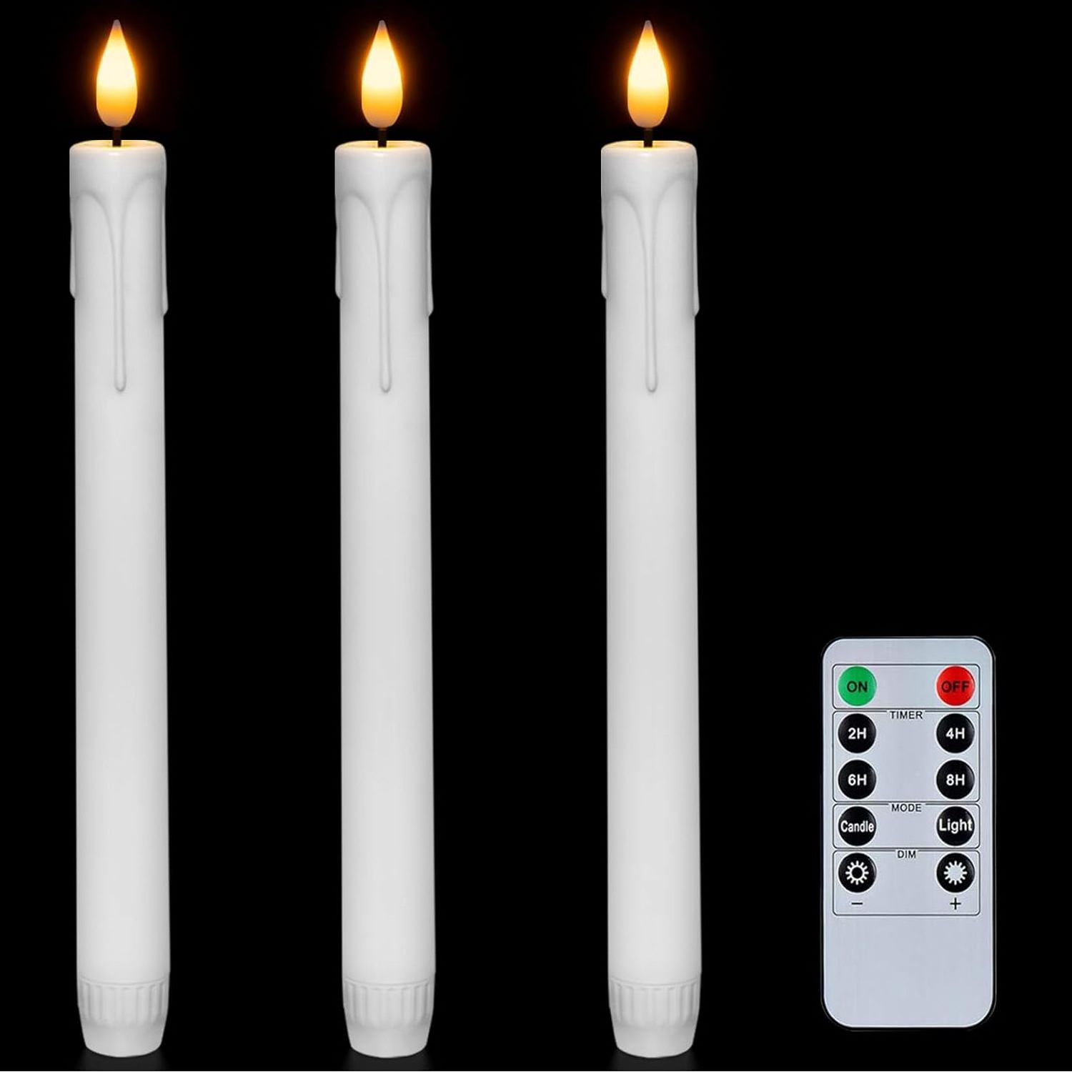 Homemory Flameless Taper Candles with Remote Timer Dimmer, 9.6