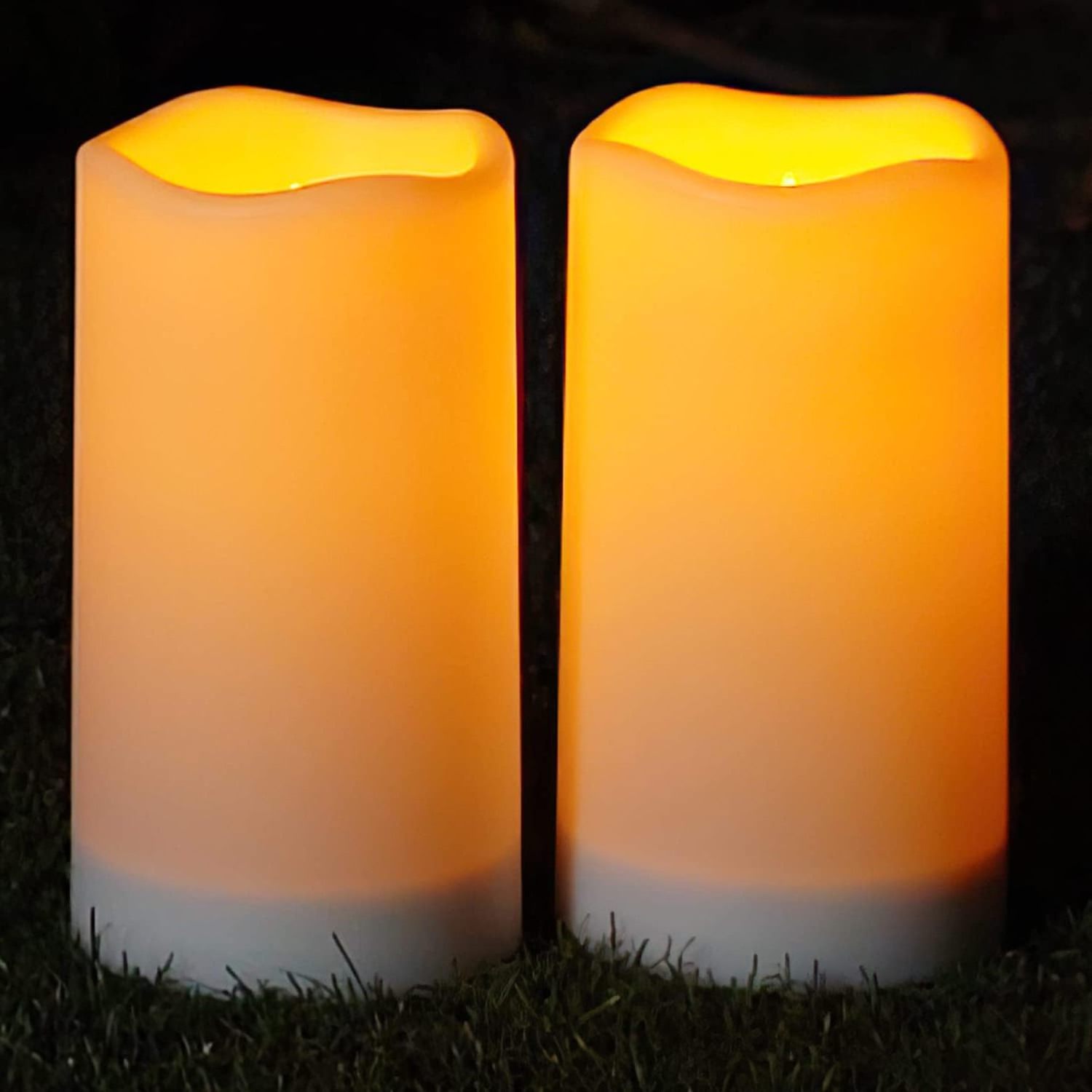 Homemory Solar Candles Outdoor Waterproof, Rechargeable Candles, Solar Powered Flameless Candles for Outdoor, Lanterns, Set of 2