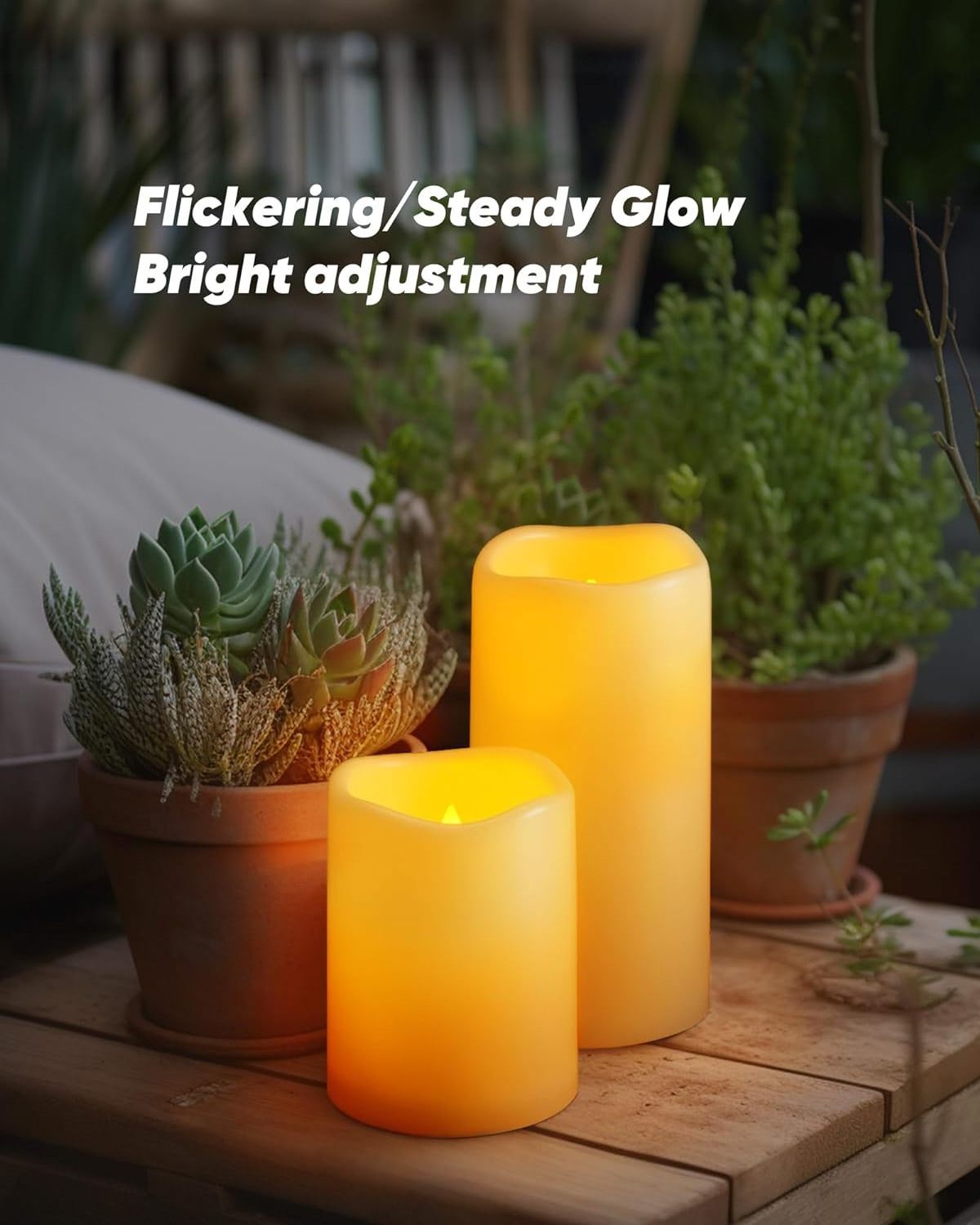 Homemory Outdoor Waterproof Flameless Candles, Battery Operated LED Pillar Candles with Remote Control and Timer