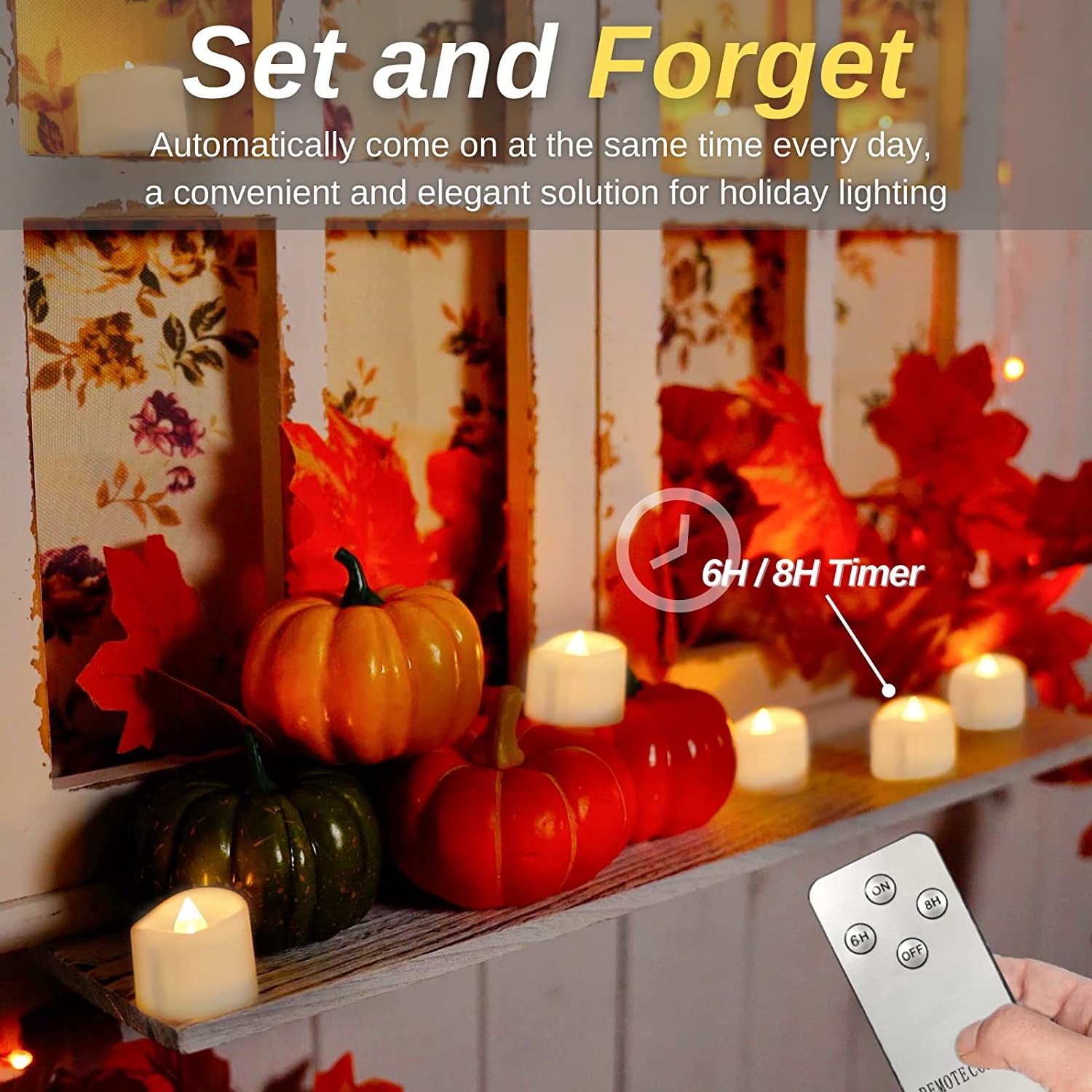 Homemory Flameless LED Tea Light Candles with Remote and Timer, Realistic Flickering Tea Lights for Home, Wedding,