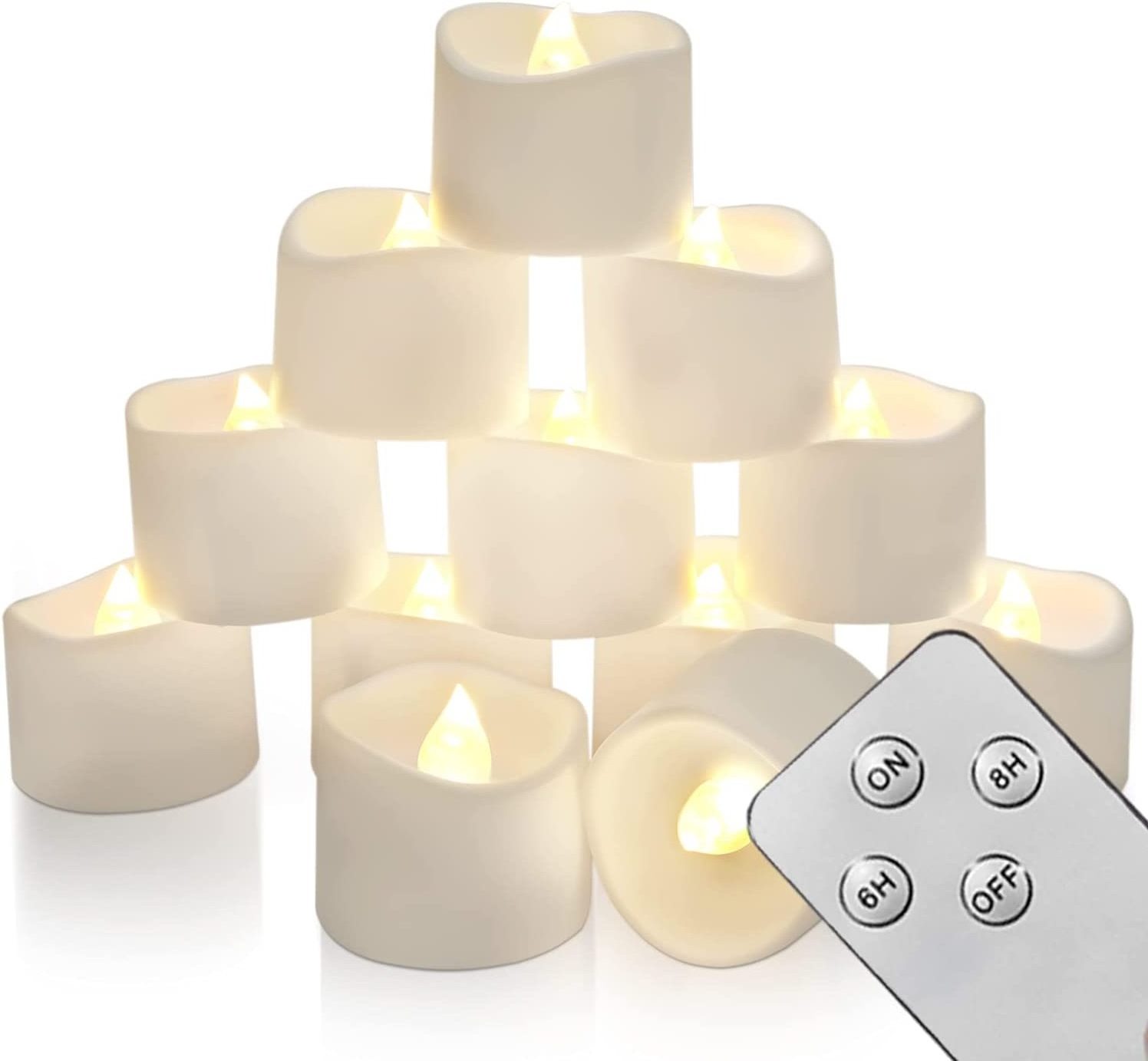 Homemory Flameless LED Tea Light Candles with Remote and Timer, Realistic Flickering Tea Lights for Home, Wedding,