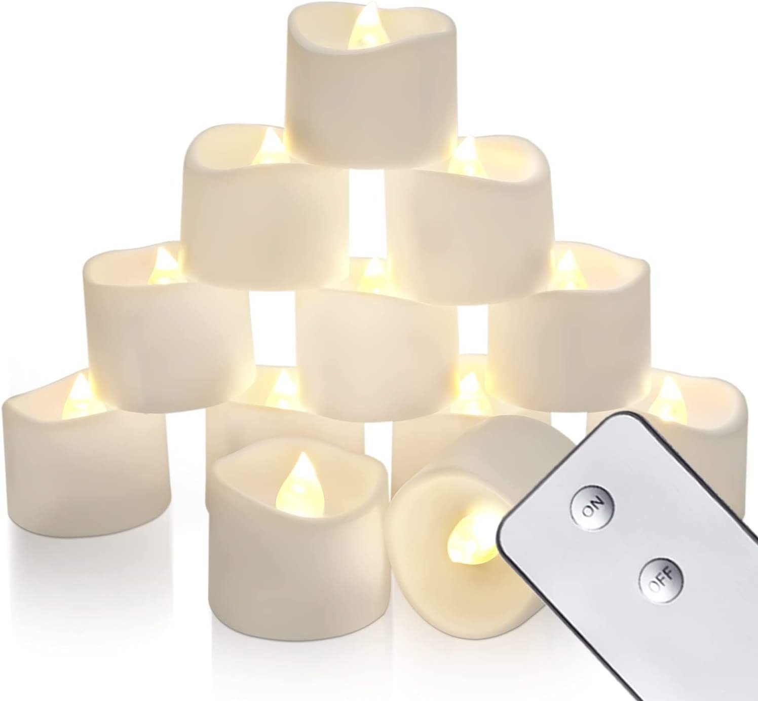 Homemory Wholesale Remote Control Tea Lights  Battery Operated Flameless Realistic Electric Flickering LED Tealight for Home