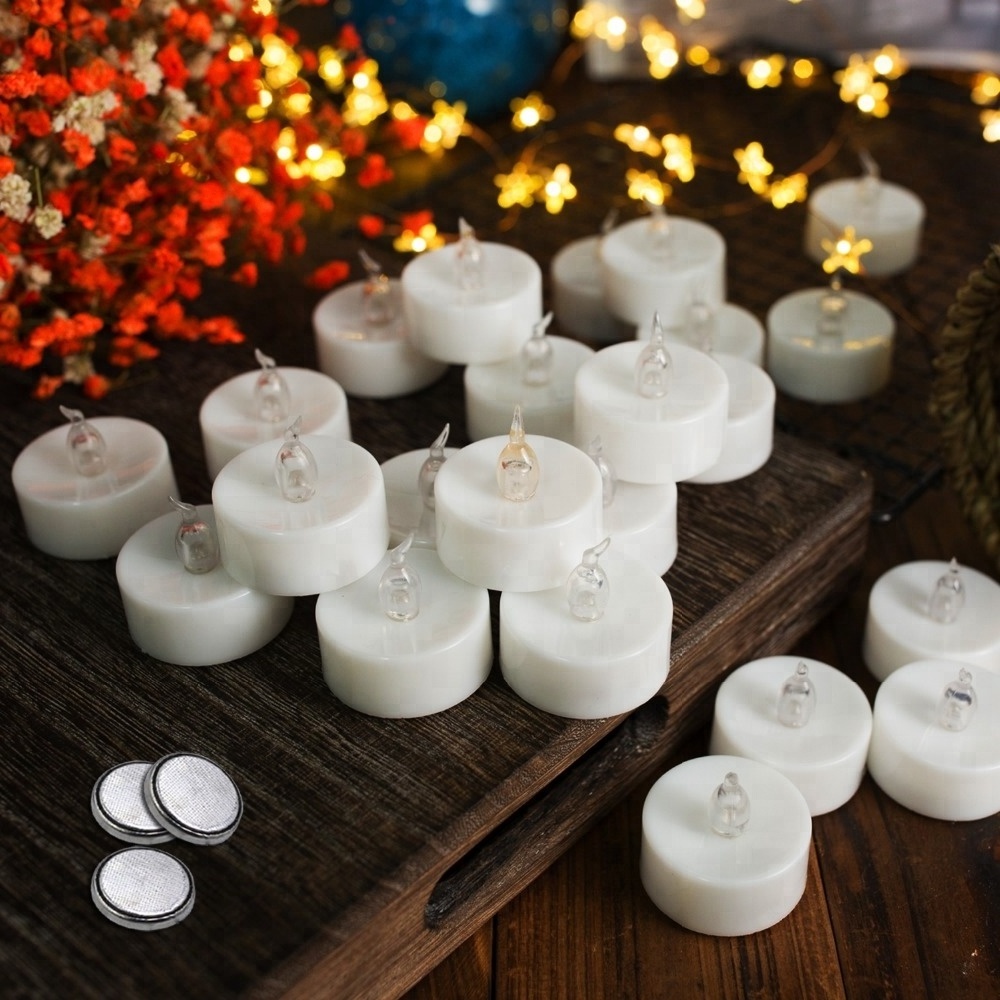 Homemory Flameless Battery Operated Tea Lights, Small Yellow Flickering LED Candles for Wedding, Holiday, Home Decoration