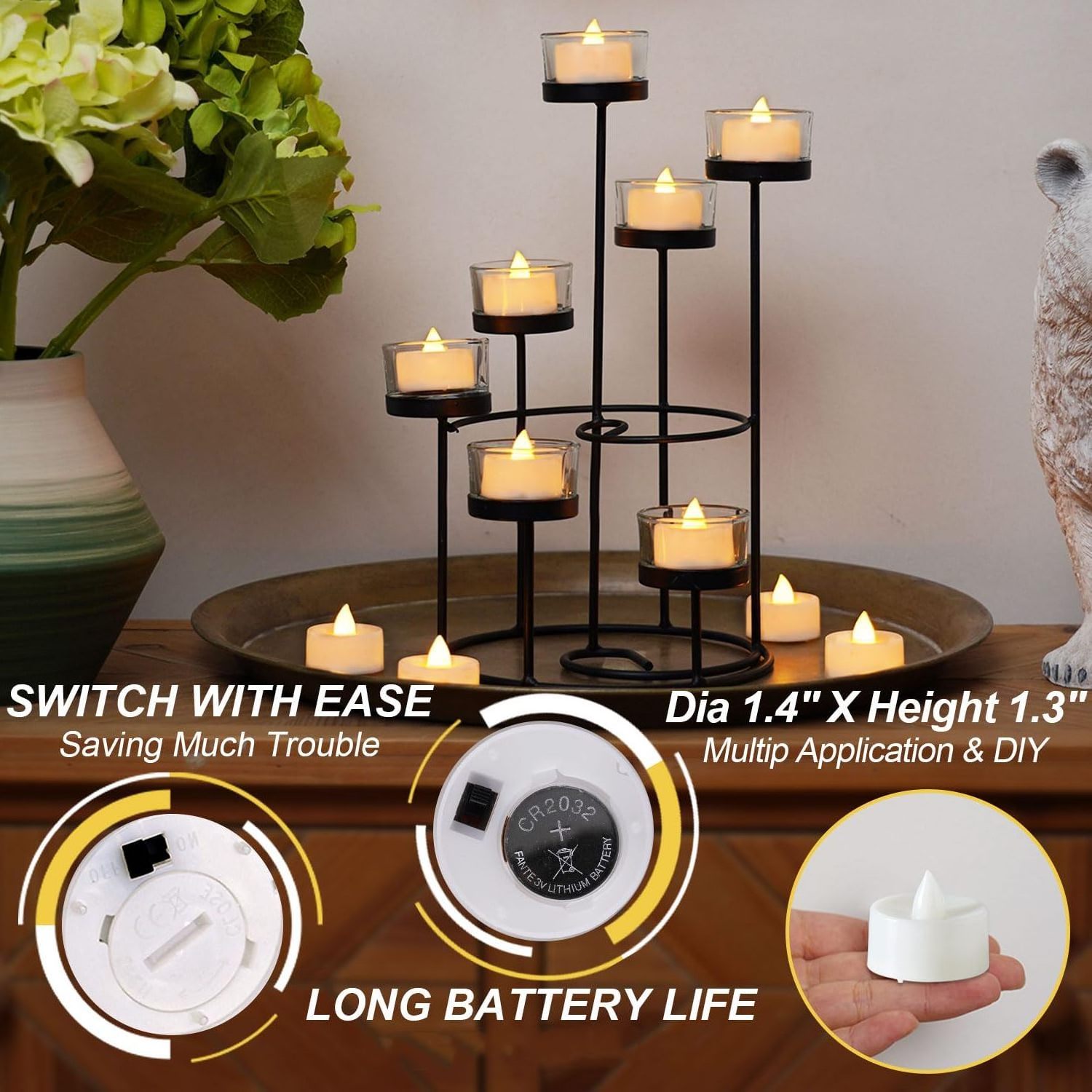 Homemory Flameless Battery Operated Tea Light Candles Bulk, Flickering Electric Candles LED for Home, Wedding & Festival Decor