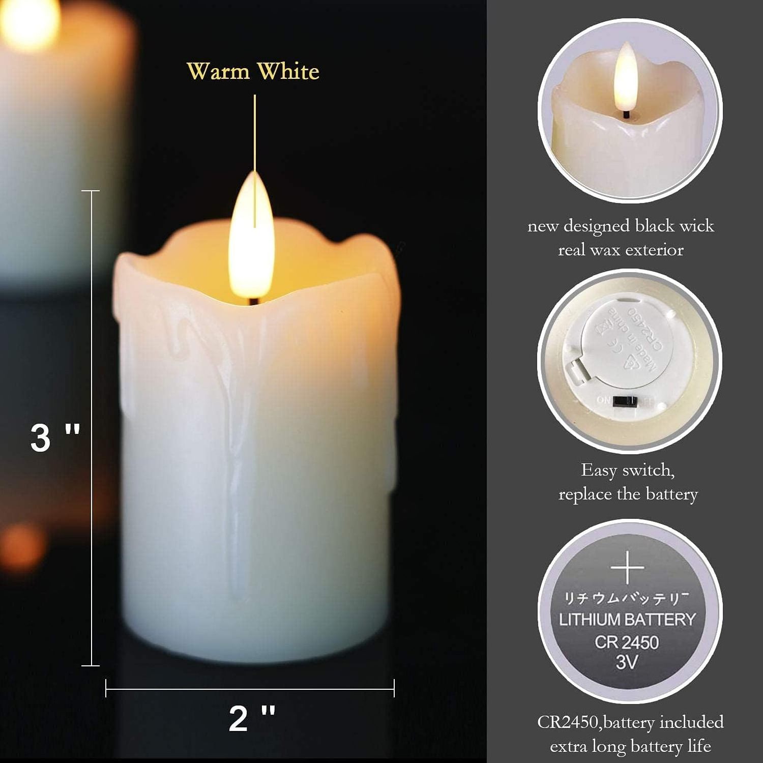 Homemory Flameless Votive Candles with Timer Remote,2