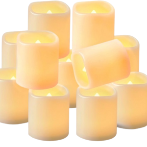 Homemory 12PCS Auto Timer Flameless Votive Candles, Flickering Battery Operated LED Tea Light Candles, Battery Included