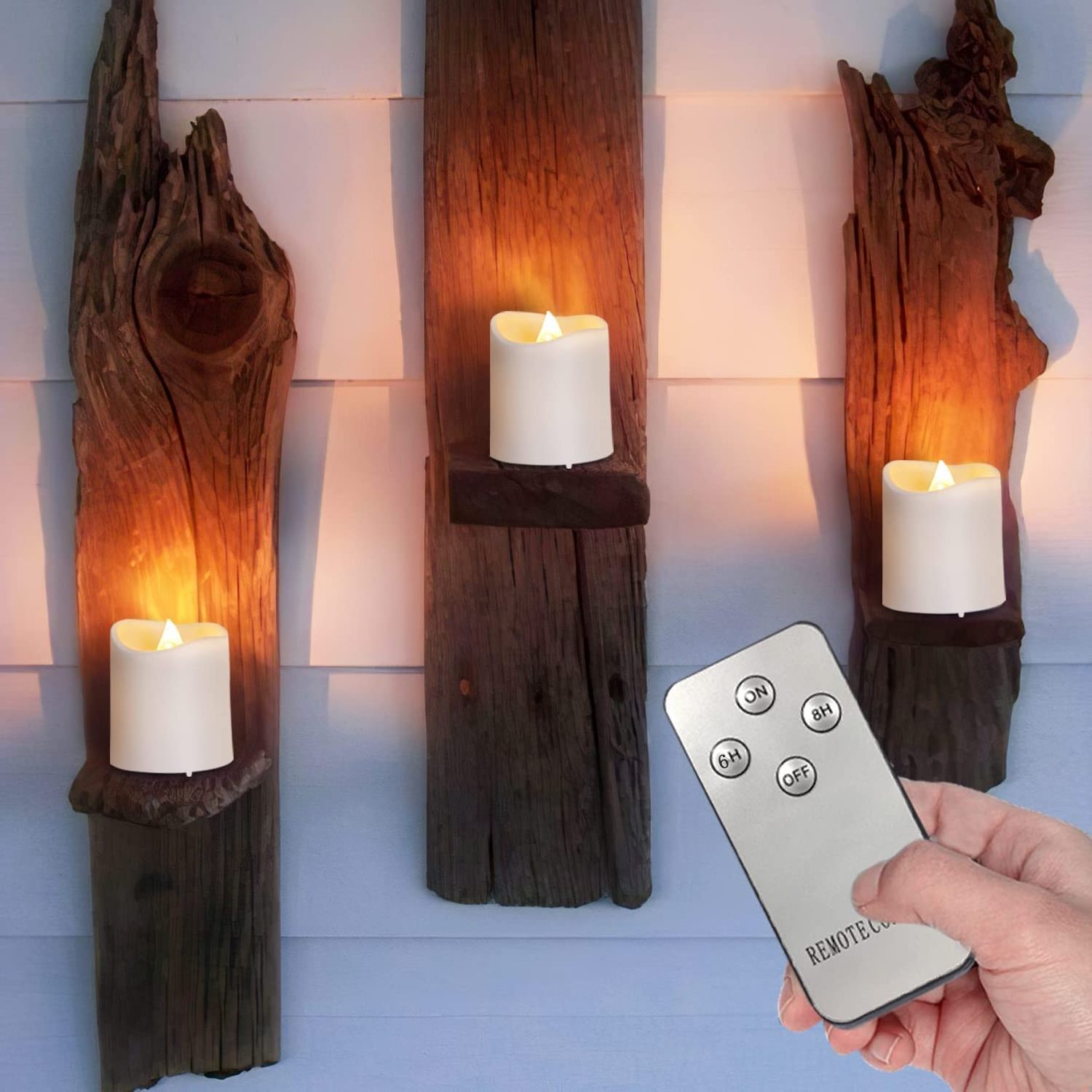 Homemory Battery Operated Flameless LED Candles with Remote Control & Timer, Unscented Flickering LED Votive Candle for Decor