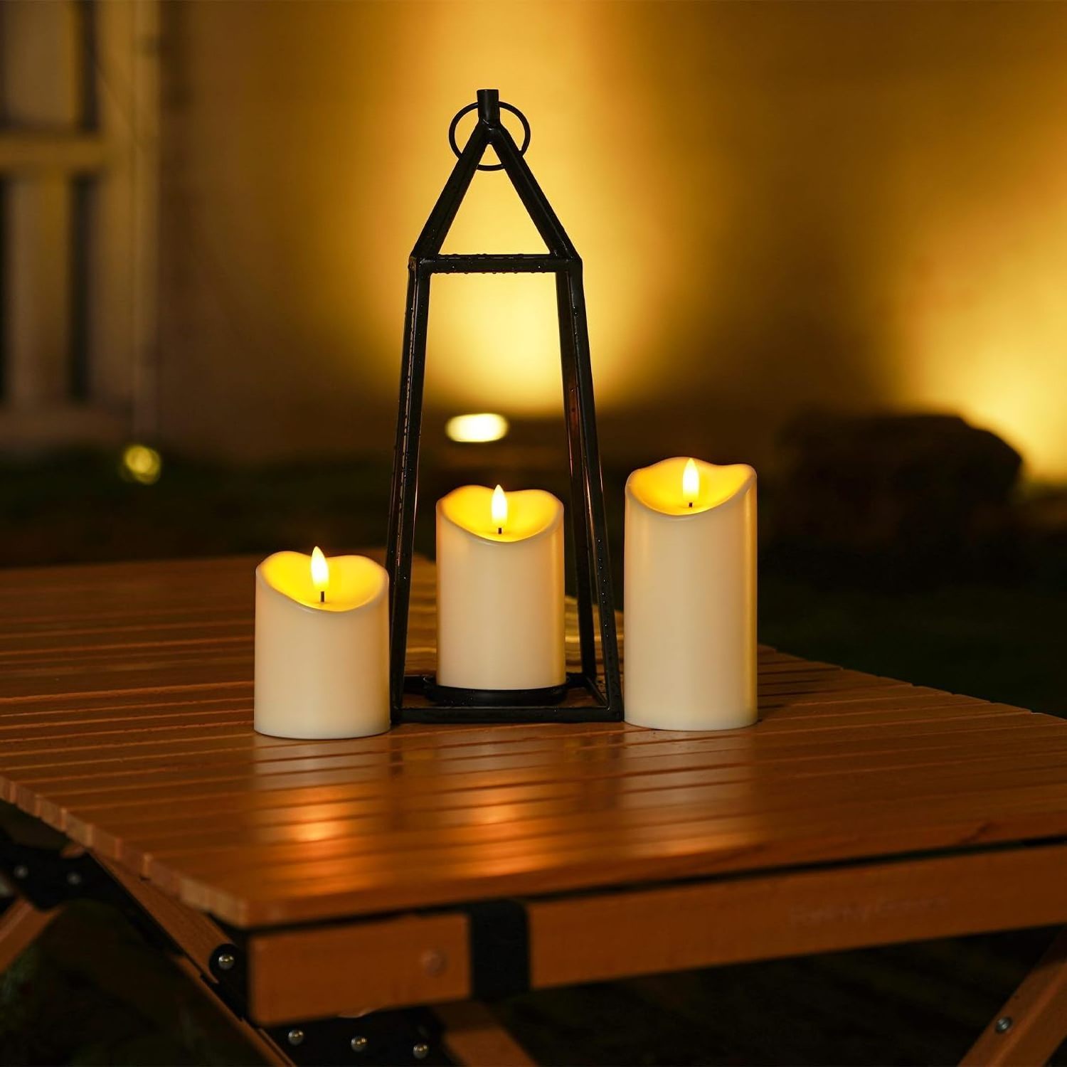 Homemory Flameless Battery Operated LED Candles with Remote Timers, Electric Fake Plastic Candles, Dark Ivory Outdoor Waterproof