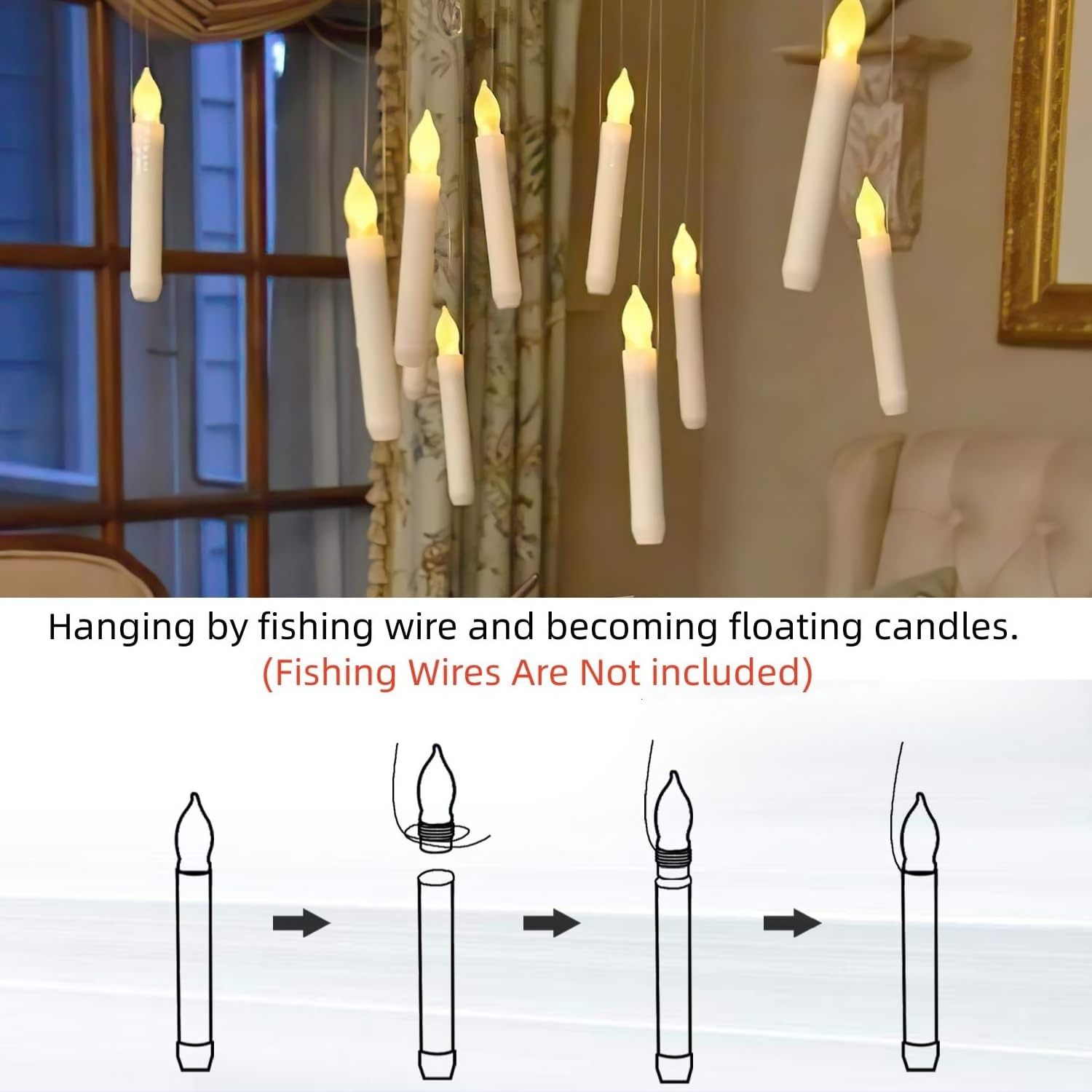 Homemory LED Batteries Operated Taper Candles with Remote, Flickering Light Flameless Taper Window Candles, Set of 12