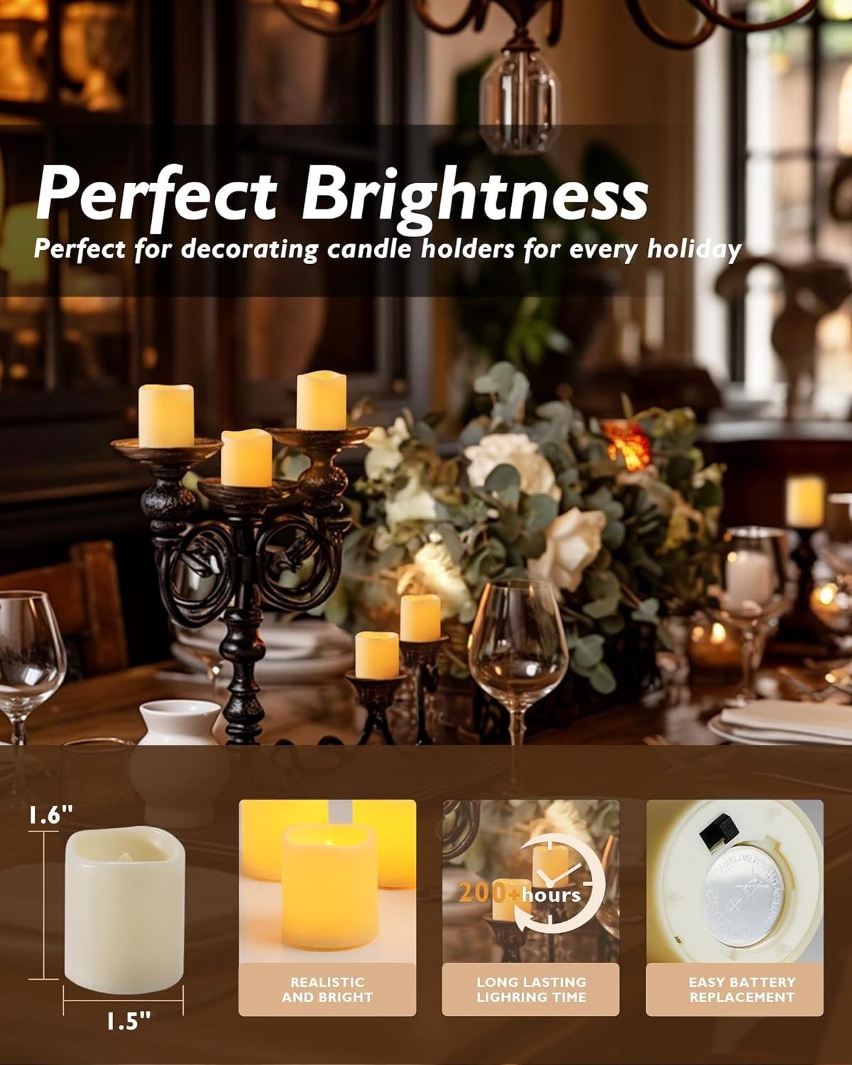 Homemory Flickering Flameless Votive Candles, 12PCS Battery Operated LED Votive Tealight Candles, Realistic Electricn Candle