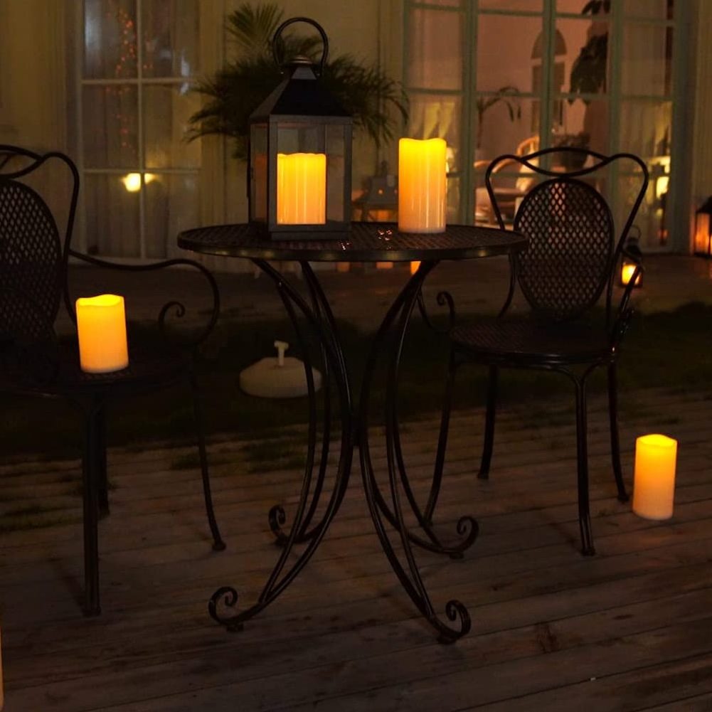 Homemory Battery Operated Flickering Waterproof Flameless LED Candle Outdoor Remote for Indoor Outdoor Lanterns Set of 2