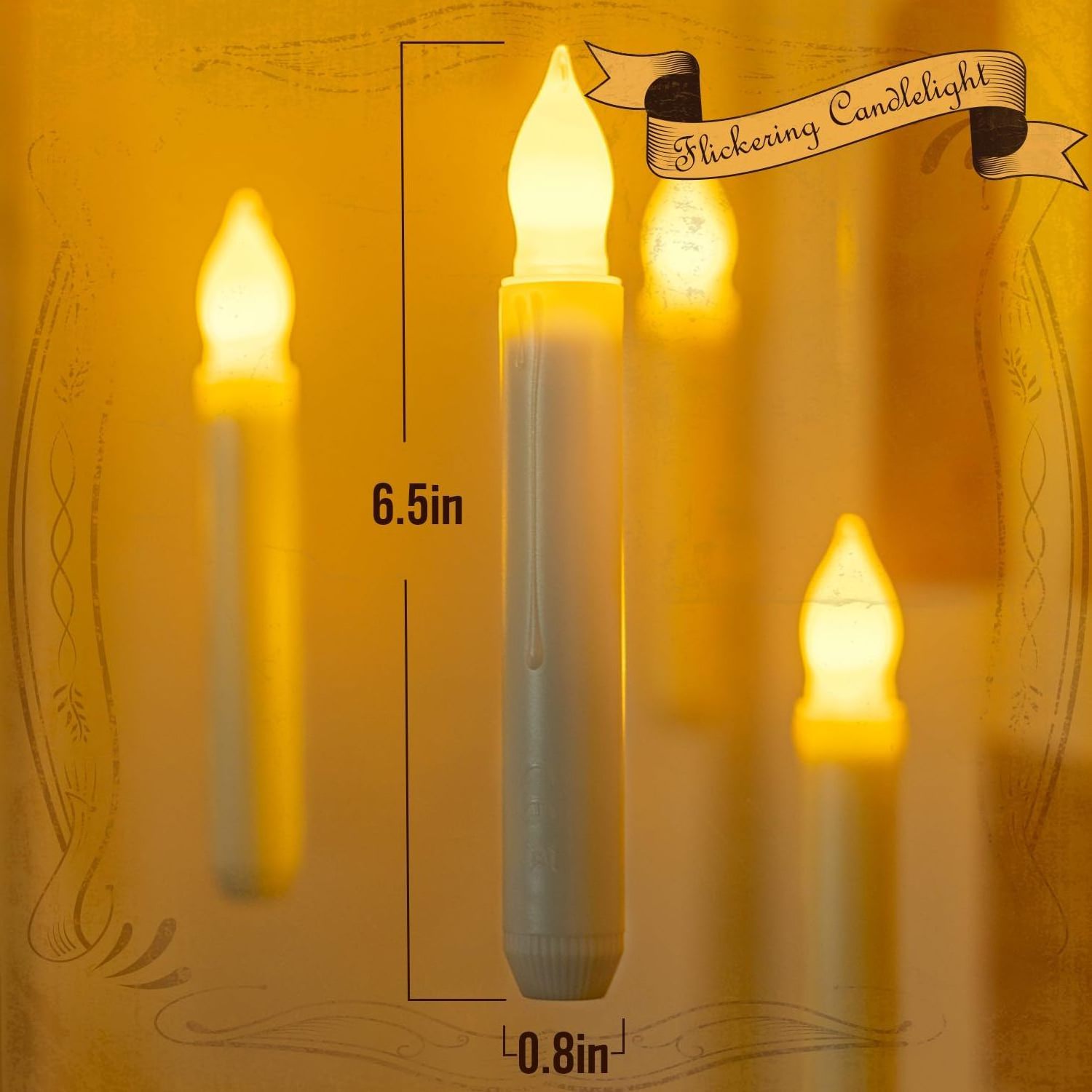 Homemory 24 Pcs Hanging Floating Candles, Flameless Taper Candles Battery Operated, 6.5