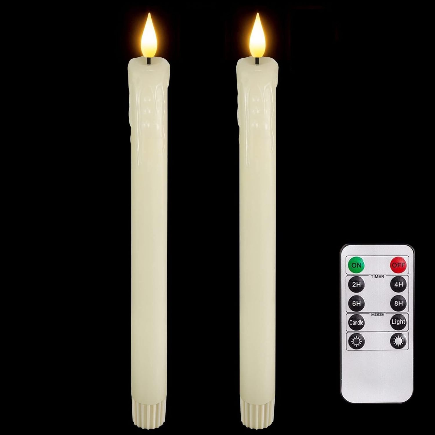 Homemory 2 PCS Flameless Taper Candles with Remote and Timer, 9.6 inch Ivory LED Candle Sticks Battery Operated