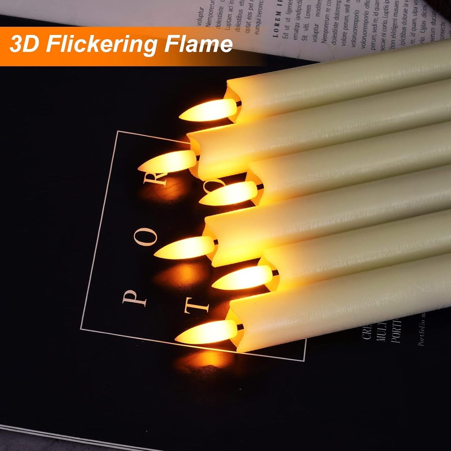 Homemory 6 Pcs Flameless Taper Candles with Remote Timer and Dimmer, LED Candle Sticks with Flickering Light, Ivory