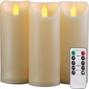 Homemory Outdoor Waterproof Flameless LED Candle Light with Remote & Timer, Electric Flickering LED Pillars for Wedding & Party