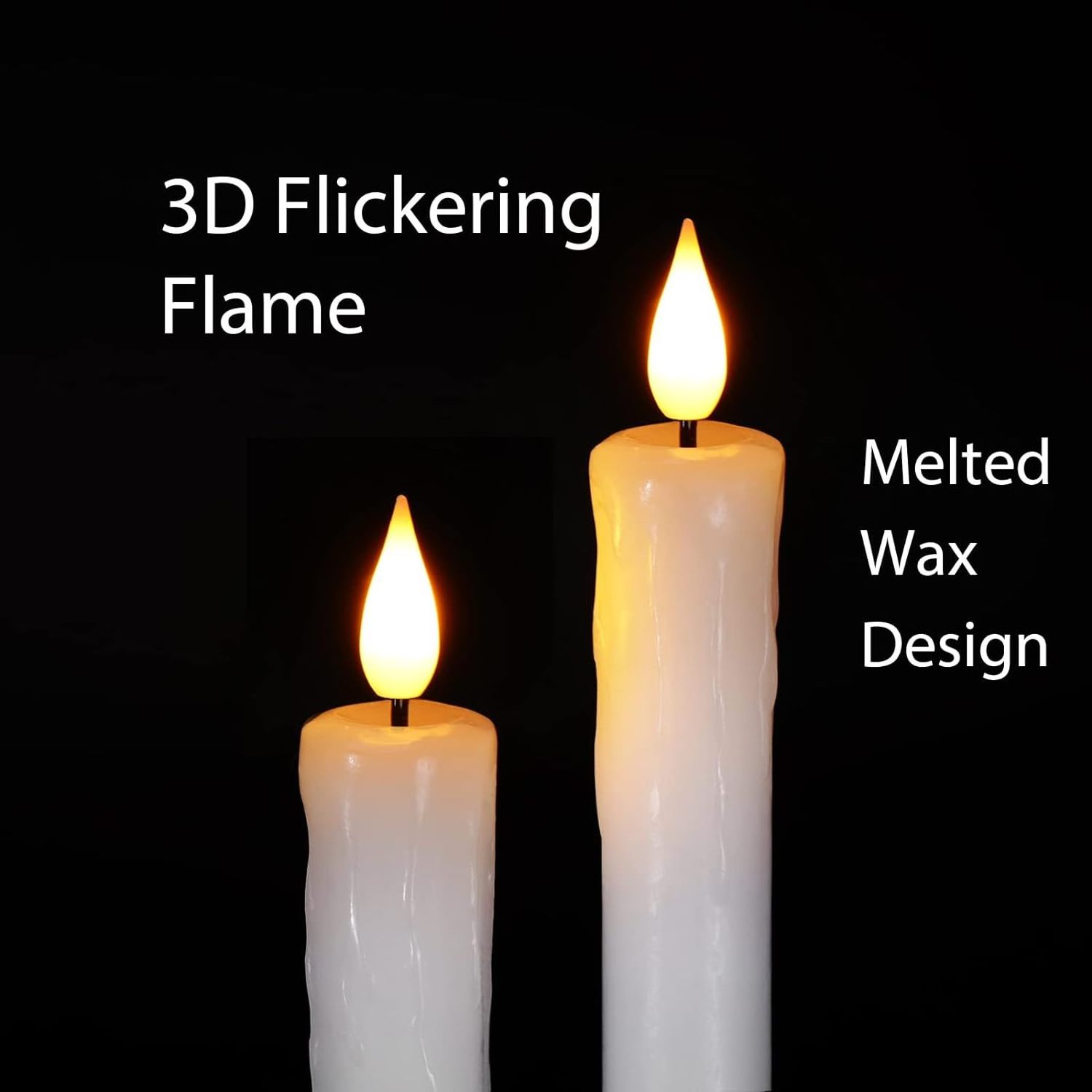 Homemory Real Wax Flameless Taper Candles with Remote Timer, 9.6 Inches White Flameless Candlesticks, Battery Operated