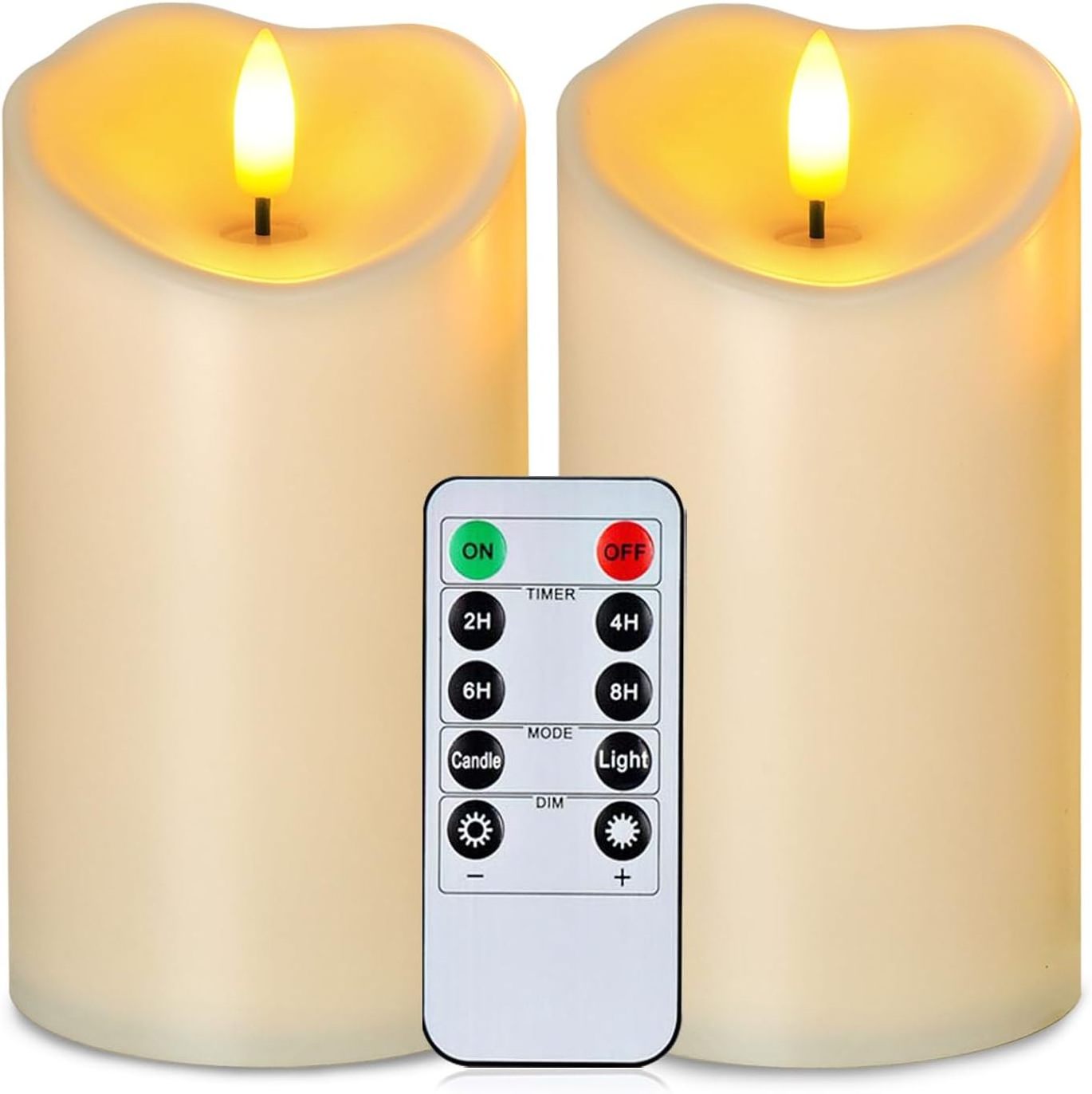 Homemory Outdoor Waterproof Flameless Candles, Battery Operated Candles with Remote and Timers, Electric Plastic Pillar Candles