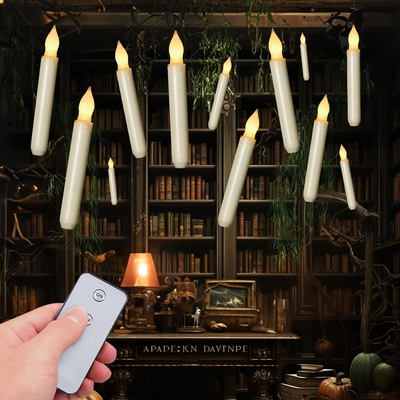 Homemory LED Batteries Operated Taper Candles with Remote, Flickering Light Flameless Taper Window Candles, Set of 12