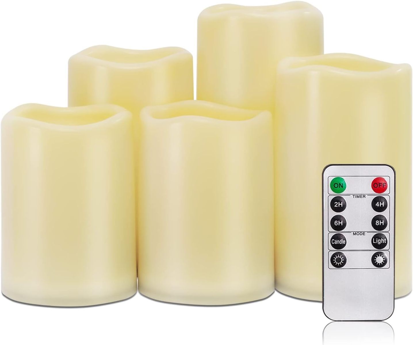 Homemory Waterproof Flameless Candles, Outdoor Indoor Battery Operated LED Pillar Candles with Remote Control and Timer