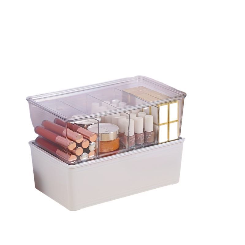 NISEVEN Wholesale Large Tea Bag Storage Bins Stackable Transparent Plastic Storage Box Dustproof Divided Storage Box with Lid