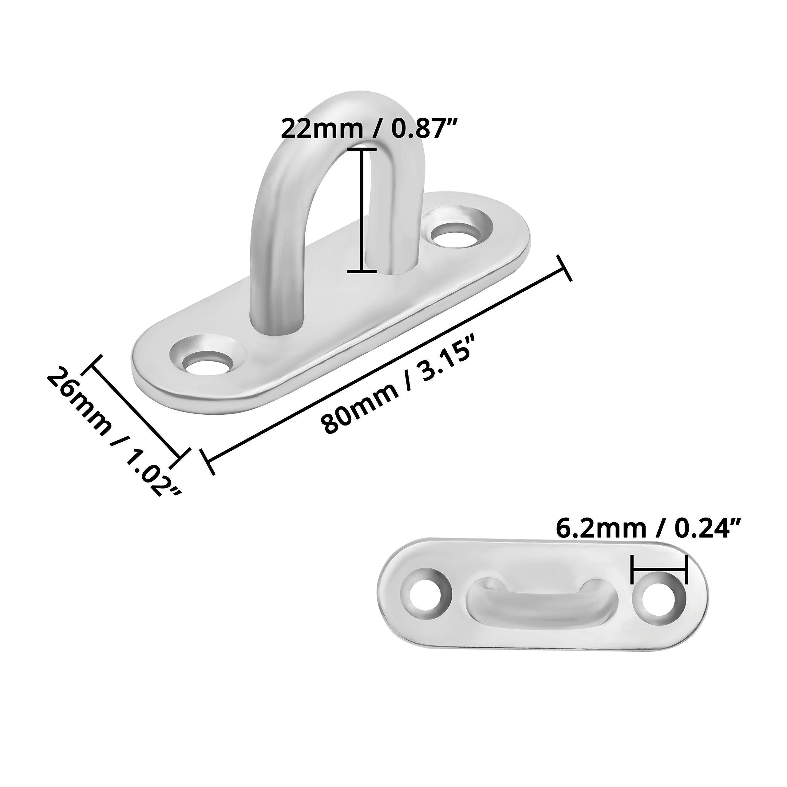 NISEVEN Wholesale 8pcs/Set Heavy Duty Wall Ceiling Mount Rectangle Staple Hook Door Lock Hook Stainless Steel Pad Eye Plate Hook