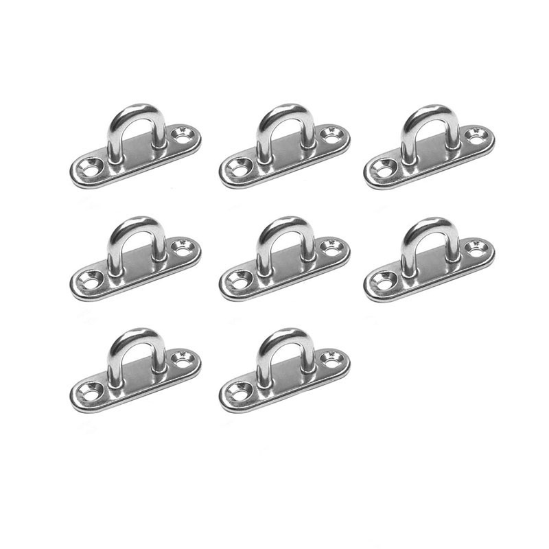 NISEVEN Wholesale 8pcs/Set Heavy Duty Wall Ceiling Mount Rectangle Staple Hook Door Lock Hook Stainless Steel Pad Eye Plate Hook