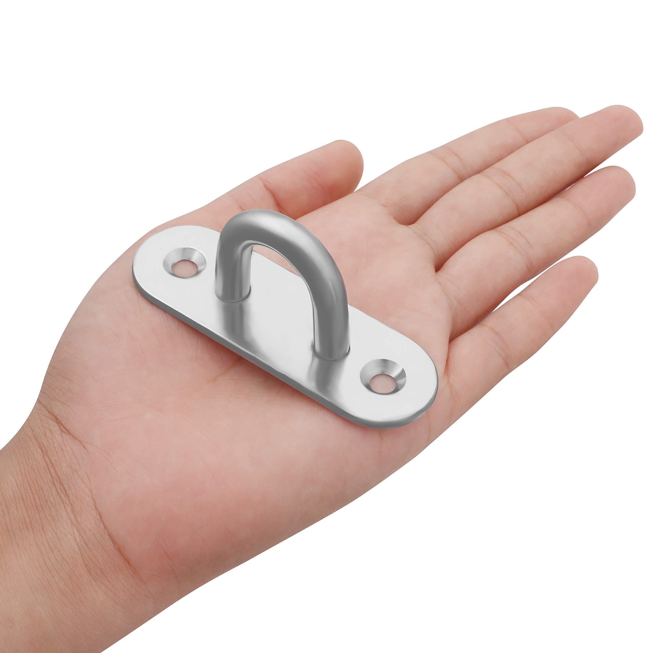 NISEVEN Wholesale 8pcs/Set Heavy Duty Wall Ceiling Mount Rectangle Staple Hook Door Lock Hook Stainless Steel Pad Eye Plate Hook