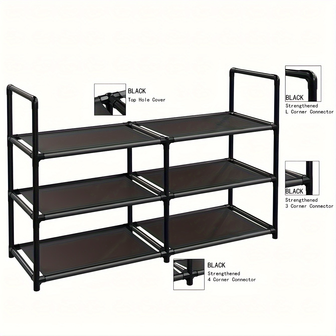 NISEVEN High Quality 3 Tier Large Capacity Shoes Shelf Floor Standing Shoes Rack Dustproof Expandable Shoe Rack