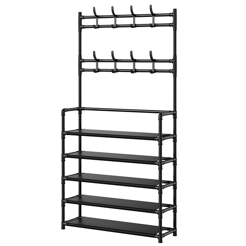 NISEVEN Wholesale Multi Layer Coat Rack Freestanding Shoe Rack for Hat & Bag 2 In 1 Space Saving Storage Rack With Hooks