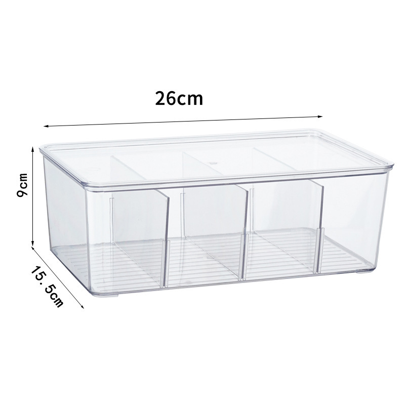 NISEVEN Wholesale Large Tea Bag Storage Bins Stackable Transparent Plastic Storage Box Dustproof Divided Storage Box with Lid