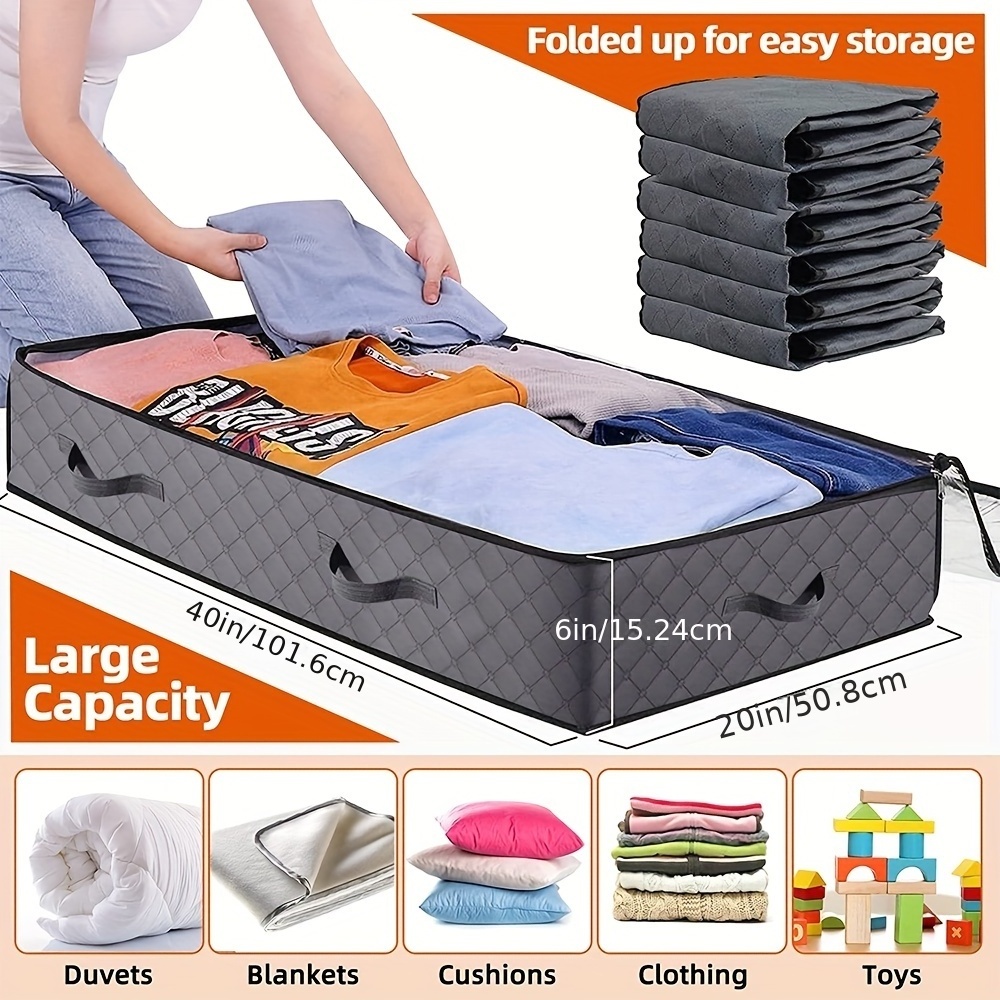 NISEVEN Hot Sale 4pcs/Set 90L Under Bed Storage Bag Shoes Closet Storage With Clear Window Under Bed Storage Containers