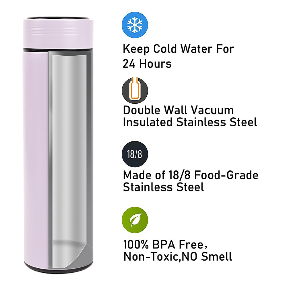 Smart Water Bottle with LED Temperature Display Tea Infuser Bottle Travel Coffee Mug  Flask for hot and cold drinks