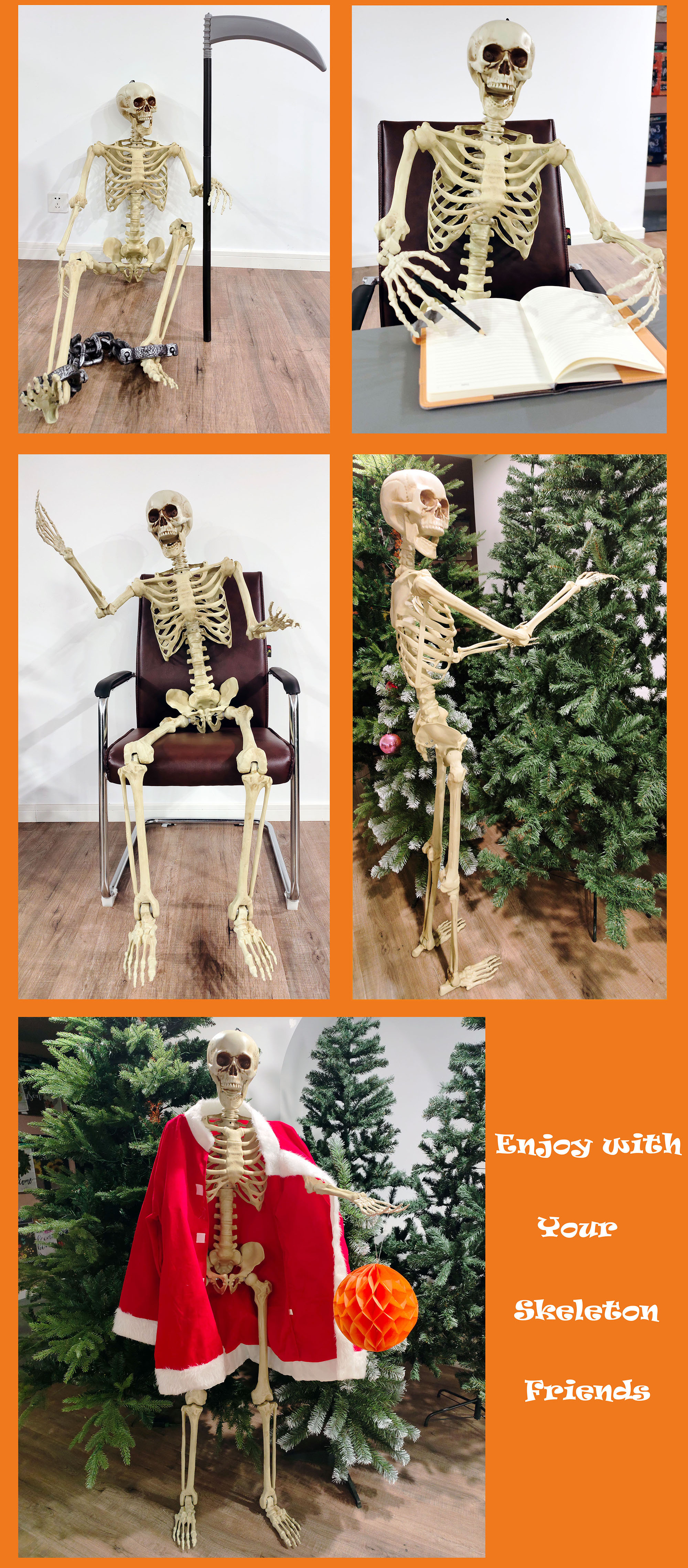 2023 Halloween Decoration Haunted House Party Animated Black Grim Skeleton Reaper Halloween Props