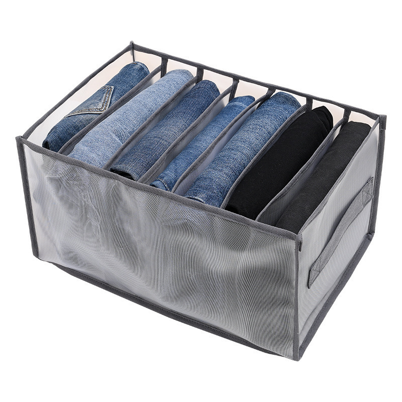 Wardrobe Clothes Organizer 5 Grids Jeans Storage Box Closet Compartment Boxes Portable Closet Organizer