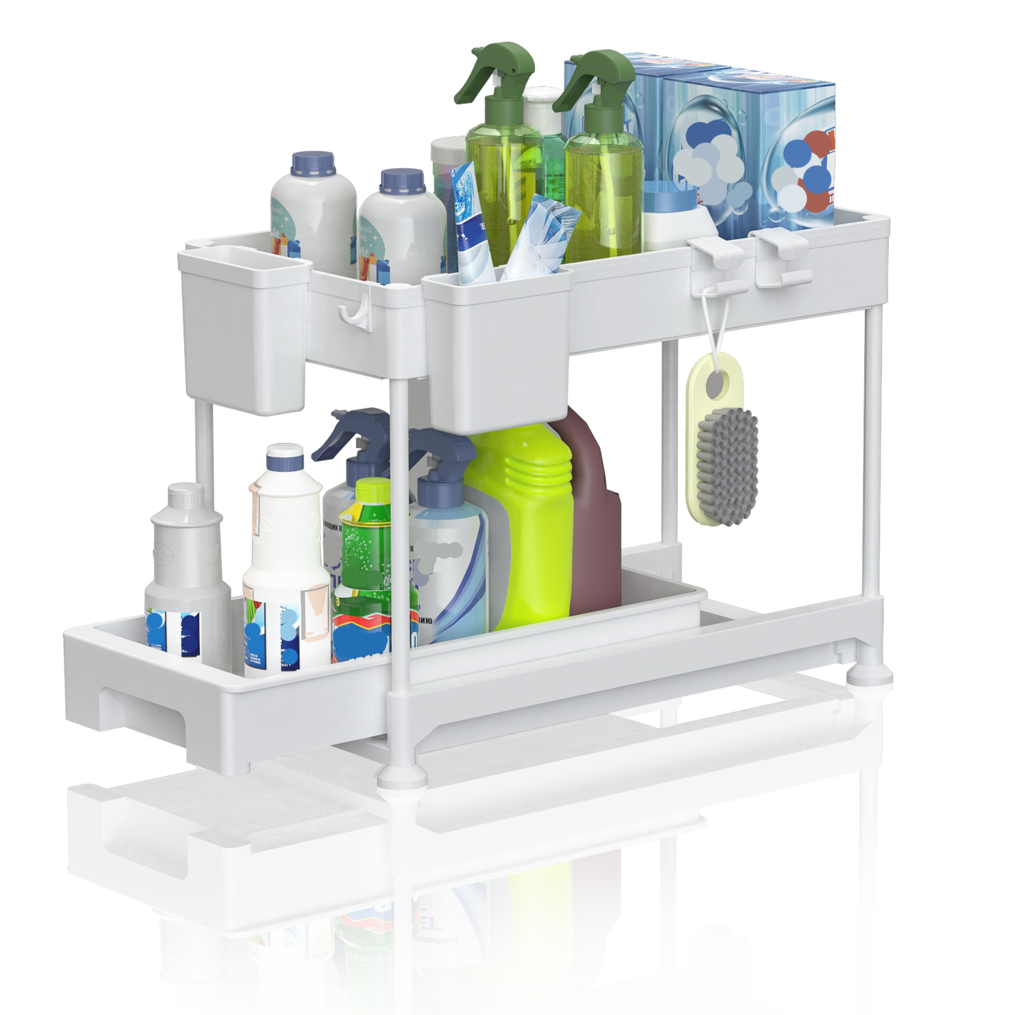 2 Tier Multifunctional Lengthened Countertop Oem Shelf Spice Rack Under The Sink Storage For Kitchen Bathroom