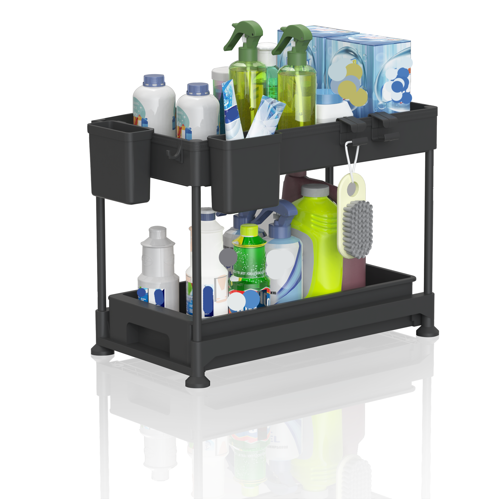 2 Tier Multifunctional Lengthened Countertop Oem Shelf Spice Rack Under The Sink Storage For Kitchen Bathroom