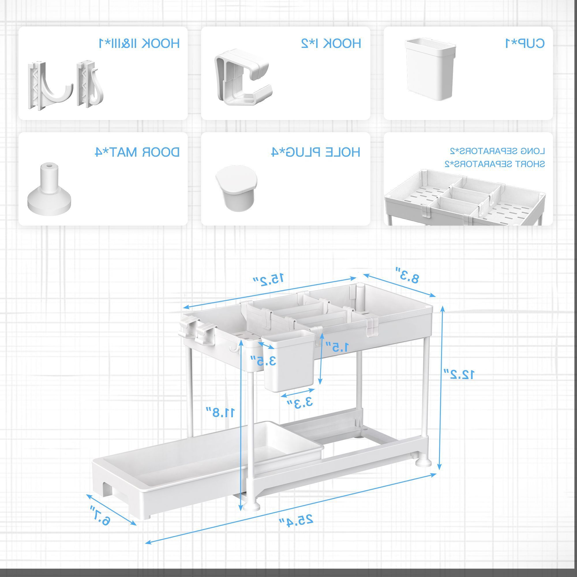 2 Tier Multifunctional Lengthened Countertop Oem Shelf Spice Rack Under The Sink Storage For Kitchen Bathroom