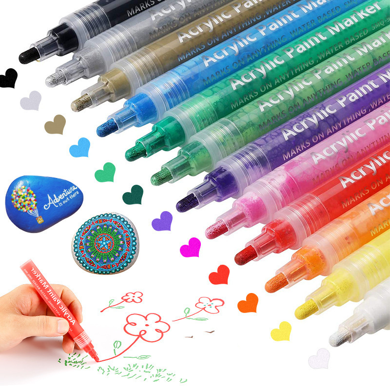 New Products 12/24/30 Colors Acrylic Paint Pens Non Toxic Wholesale Water-based Acrylic Paint Markers