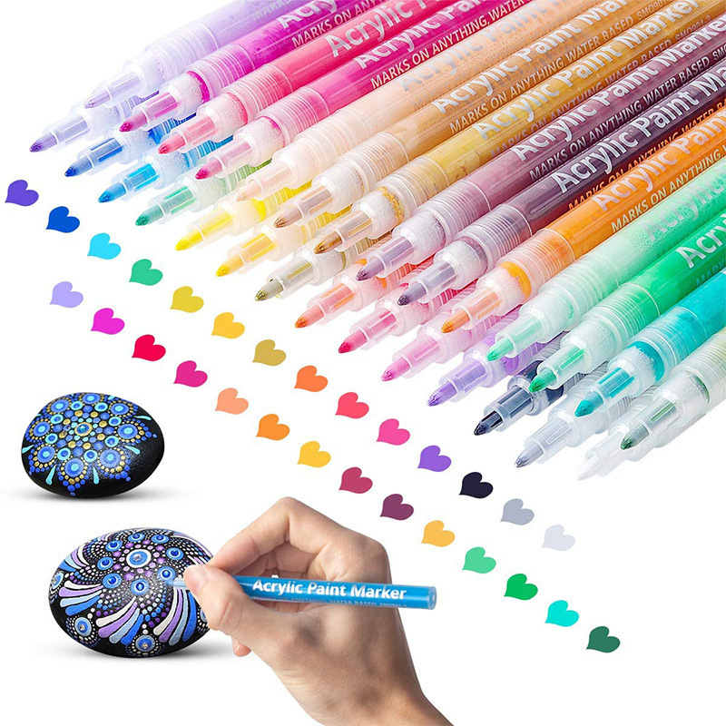 New Products 12/24/30 Colors Acrylic Paint Pens Non Toxic Wholesale Water-based Acrylic Paint Markers