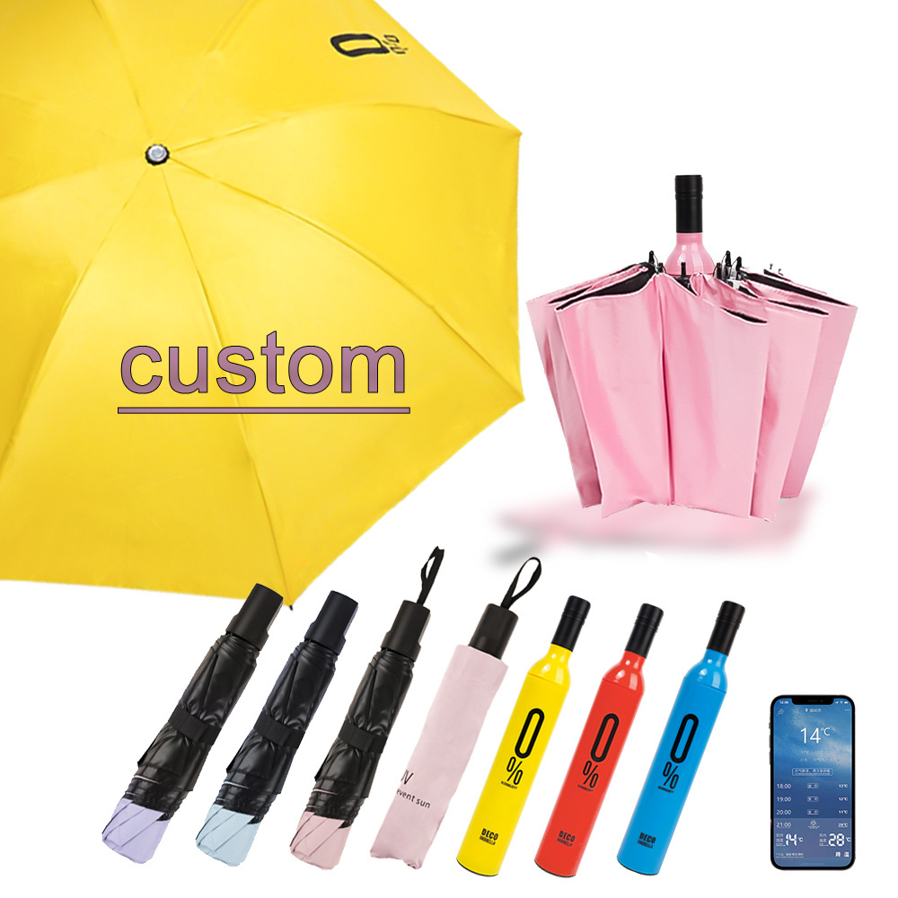 Small Foldable Cheap Folding Windproof Automatic umbrella High Quality Travel Compact mini Umbrella With Logo Custom Print