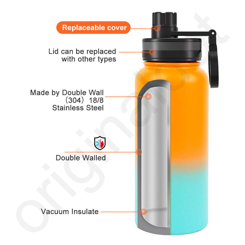 Stainless Steel Water Bottle 32 oz Vacuum Insulated Double Walled Leak Proof Sports Water Bottle with Straw for Gym Travel