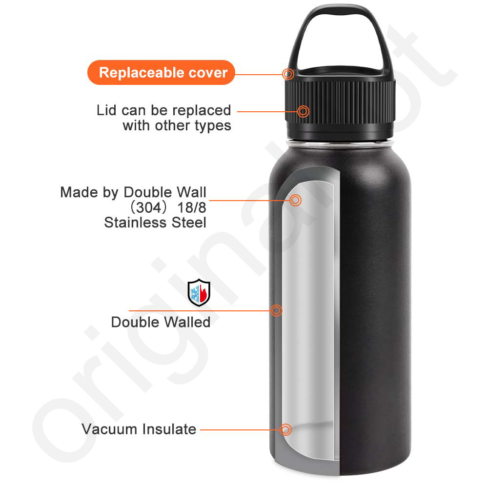 32oz Insulated Double Wall Vacuum Water Bottle Stainless Steel Sport Water Bottle Stainless Steel Water Bottles with Straw Lid