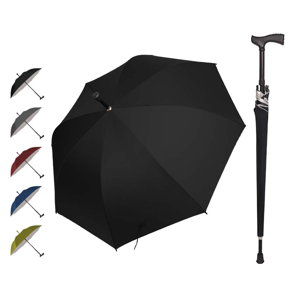 Large Crutch Umbrella Men Strong Windproof Crutch Long Handle Umbrella Walking Cane Climbing Umbrellas