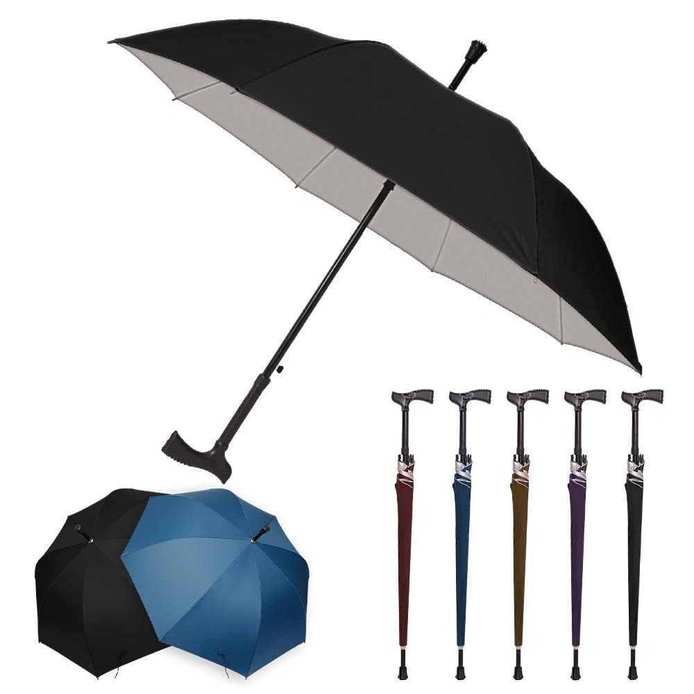 Large Crutch Umbrella Men Strong Windproof Crutch Long Handle Umbrella Walking Cane Climbing Umbrellas