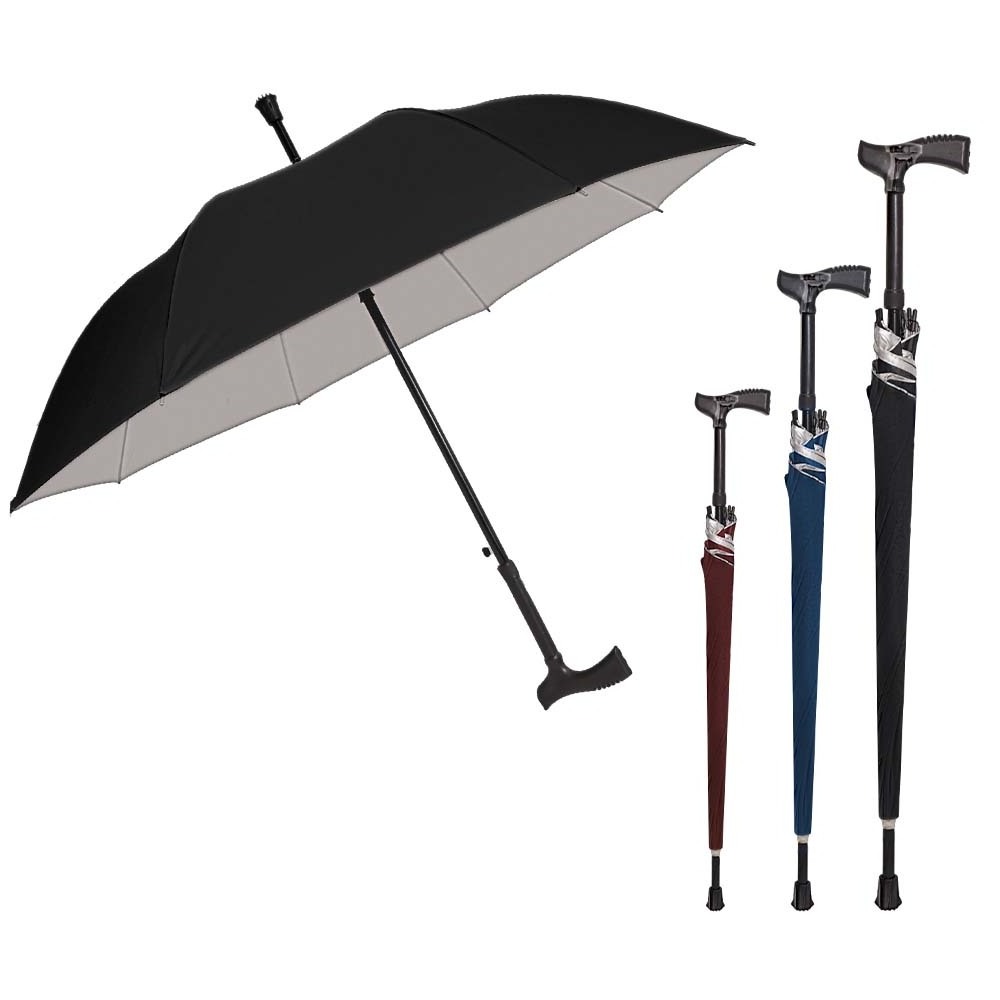 Large Crutch Umbrella Men Strong Windproof Crutch Long Handle Umbrella Walking Cane Climbing Umbrellas