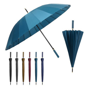 New Chinese Style Semi-Automatic Color Windproof  Straight Rod High Quality Glass Fiber Custom Cane Golf Umbrella With Logo