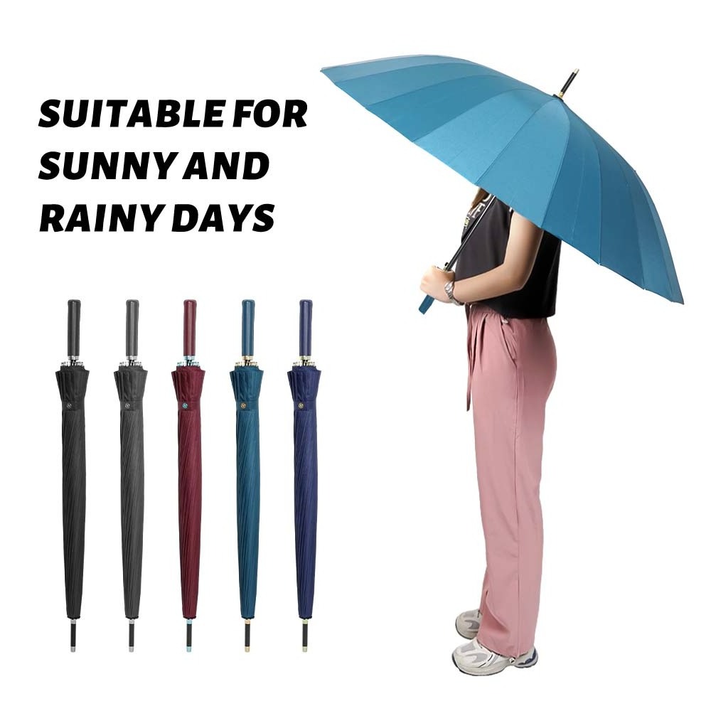 New Chinese Style Semi-Automatic Color Windproof  Straight Rod High Quality Glass Fiber Custom Cane Golf Umbrella With Logo